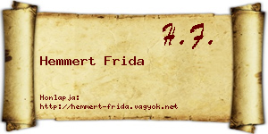 Hemmert Frida névjegykártya